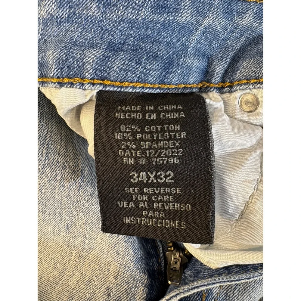 Valaba Mens Distressed Slim Fit Blue Jeans Light Wash Stretch Denim 34x32